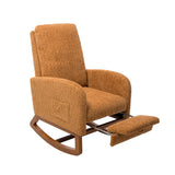 High Back Glider Rocking Chair With Retractable Footrest And Rubber Wood Legs