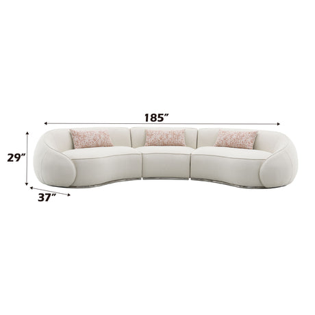 Sahara - Boucle Sectional Sofa With 3 Pillows - Beige