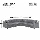 Convertible L Shaped Sectional Corner Couch With Armrest Storage Cup Holders USB Charger, Irregular Corner Oversized Comfy Modular Sofa