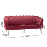Modern Glam 3 Seater Sofa With Velvet Texture