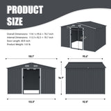 Outdoor Storage Shed Large Metal Tool Sheds, Heavy Duty Storage House With Sliding Doors