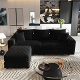 Deep Seat Convertible Sofa With Soft Pillows And Ottomans