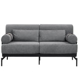 Modern Loveseat Sofa 2 Seater With USB Ports, Cylindrical Armrests