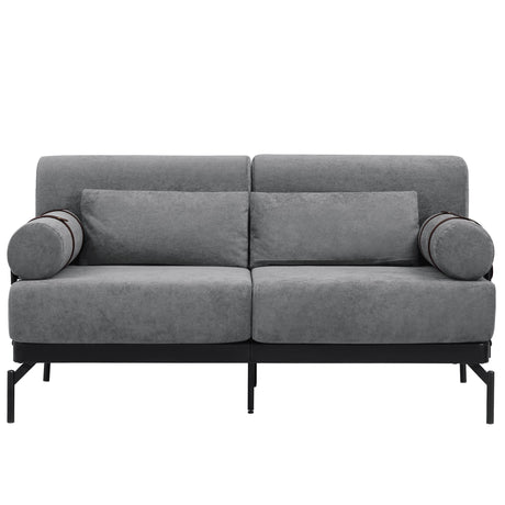 Modern Loveseat Sofa 2 Seater With USB Ports, Cylindrical Armrests