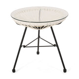 Nusa - Modern Rattan Side Table With Tempered Glass Top