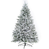7Ft Snow Flocked Hinged Artificial Christmas Tree With Fluffy Branches And Snow Tips - White