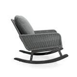 Contemporary Minimalist Wicker Rocking Chair With Soft Polyester Cushions