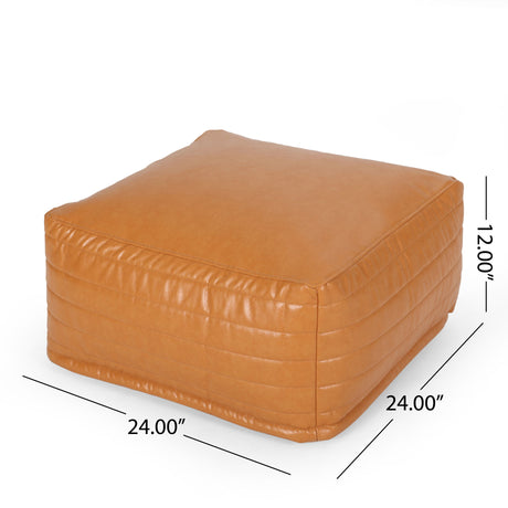 Bambo - Rectangle Pouf Ottoman Floor Cushion - Caramel