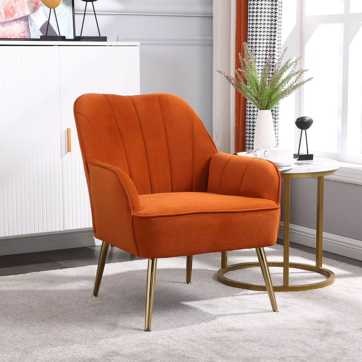 Modern Mid-Century Chair Tufted Sherpa Armchair For Living Room Bedroom Office
