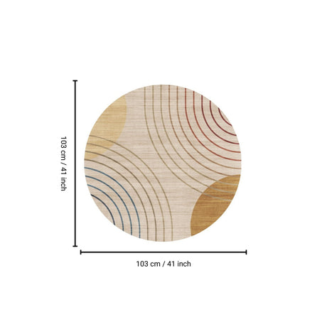 Rabbit - 41" X 41" Washable Non - Slip Round Rug - Ivory / Light Brown