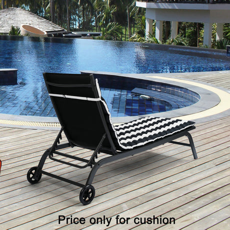 Outdoor Lounge Chairs (Set of 2), Cushion Replacement Patio Funiture Seat Cushion Chaise Lounge Cushion - Black / White