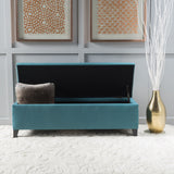 Contemporary Storage Ottoman Bench With Polyester Upholstery