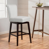 Quicksilvered - Upholstered Swivel Counter Stool With Wood Legs - Beige