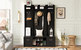 5 In 1 Entryway Bench With Coat Rack, 7 Sturdy Hooks, 2 Spacious Drawers And Adjustable Shelves