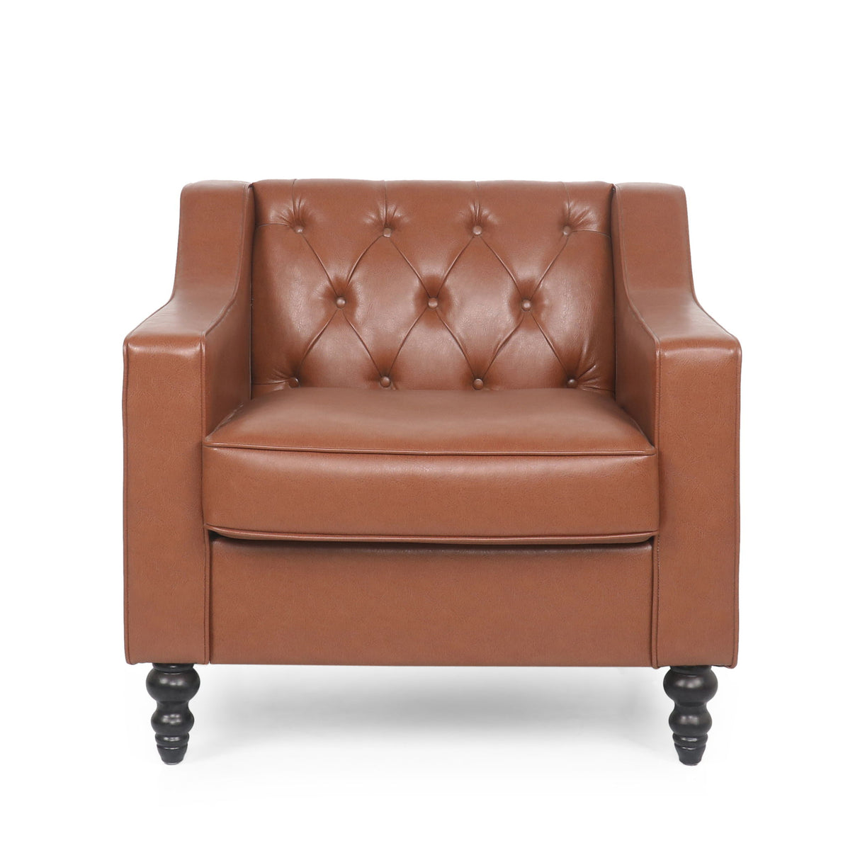 Contemporary Club Chair With Button Tufting And Birch Wood Legs