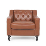 Contemporary Club Chair With Button Tufting And Birch Wood Legs