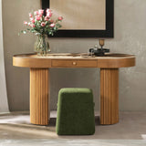 Jesse - Single Drawer Fluted Oval Console Desk - Honey Brown