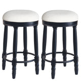 360° Swivel Wooden Barstools With Upholstered Seat, Counter Height (Set of 2)