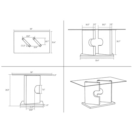Iris - Dining Table - Gray