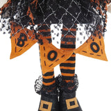 Standing Gnome With Banner & Spring Body, For Halloween Decor - Black / Orange / White
