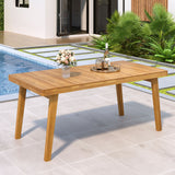 Outdoor Dining Table With Slatted Top, Ideal For Patio