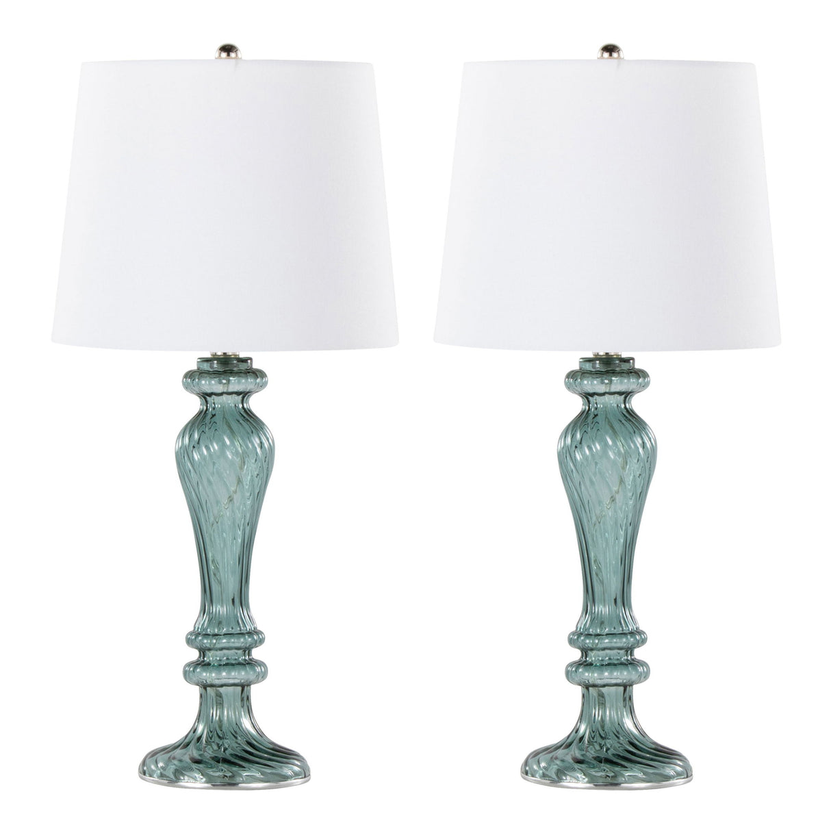 Windsor - Contemporary Table Lamp (Set of 2) - Clear Turquoise / Off White