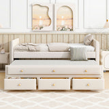 Upholstered Daybed With Trundle And Drawers