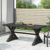 Modern Outdoor Dining Table With X Shaped Legs, Umbrella Hole
