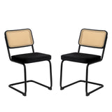 Rattan Side Accent Dining Chairs With Painted Legs (Set of 2)