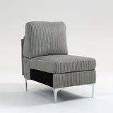 Single Couch Modular Armless Accent Chair With Back Cushion