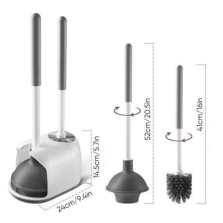 Toilet Brush And Holder Set With Stand, Bathroom Cleaning Tool Plastic - White