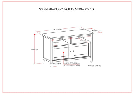 Warm Shaker - TV Media Stand Handcrafted - Brown