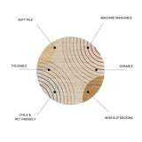 Rabbit - 41" X 41" Washable Non - Slip Round Rug - Ivory / Light Brown