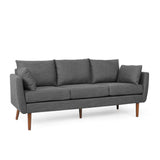 Diaphanous - Upholstered 3 Seater Sofa With 2 Accent Pillows And Wood Legs