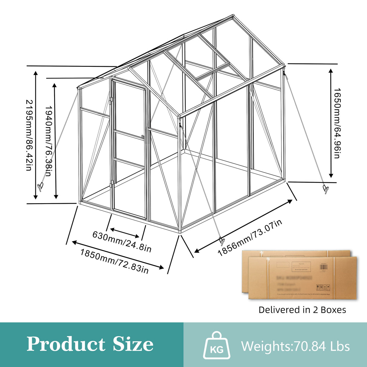Gain Height Windproof Greenhouse With Raised Base