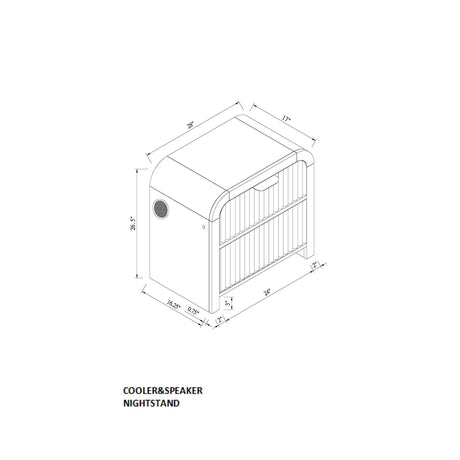 Beverly - Nightstand With Cooler And Speaker, LED Light, Rounded Sides - Black White