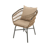 Contemporary Outdoor Patio Chairs With Cushions (Set of 2) - Beige / Black