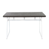 Geo - Industrial Dining Table - Vintage White / Espresso
