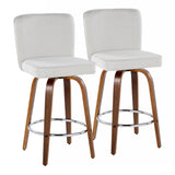 Henry - Contemporary Fixed Height Counter Stool With Swivel With Round Footrest (Set of 2)
