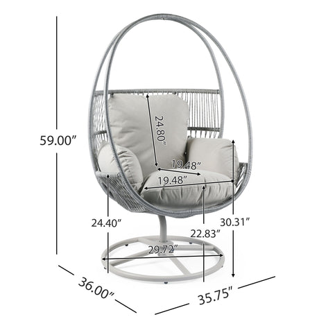 Reno - Outdoor Wicker Swivel Lounge Chair - Light Gray