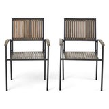 Vermilion - Outdoor Dining Chair With Vertical Slat And Wooden Arm