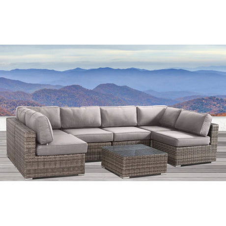 6 Person Wicker Seating Group With Premium Cushions - Gray Mix