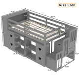 Loft Bed With Storage Cabinets, Staircase Drawers & LED Lights