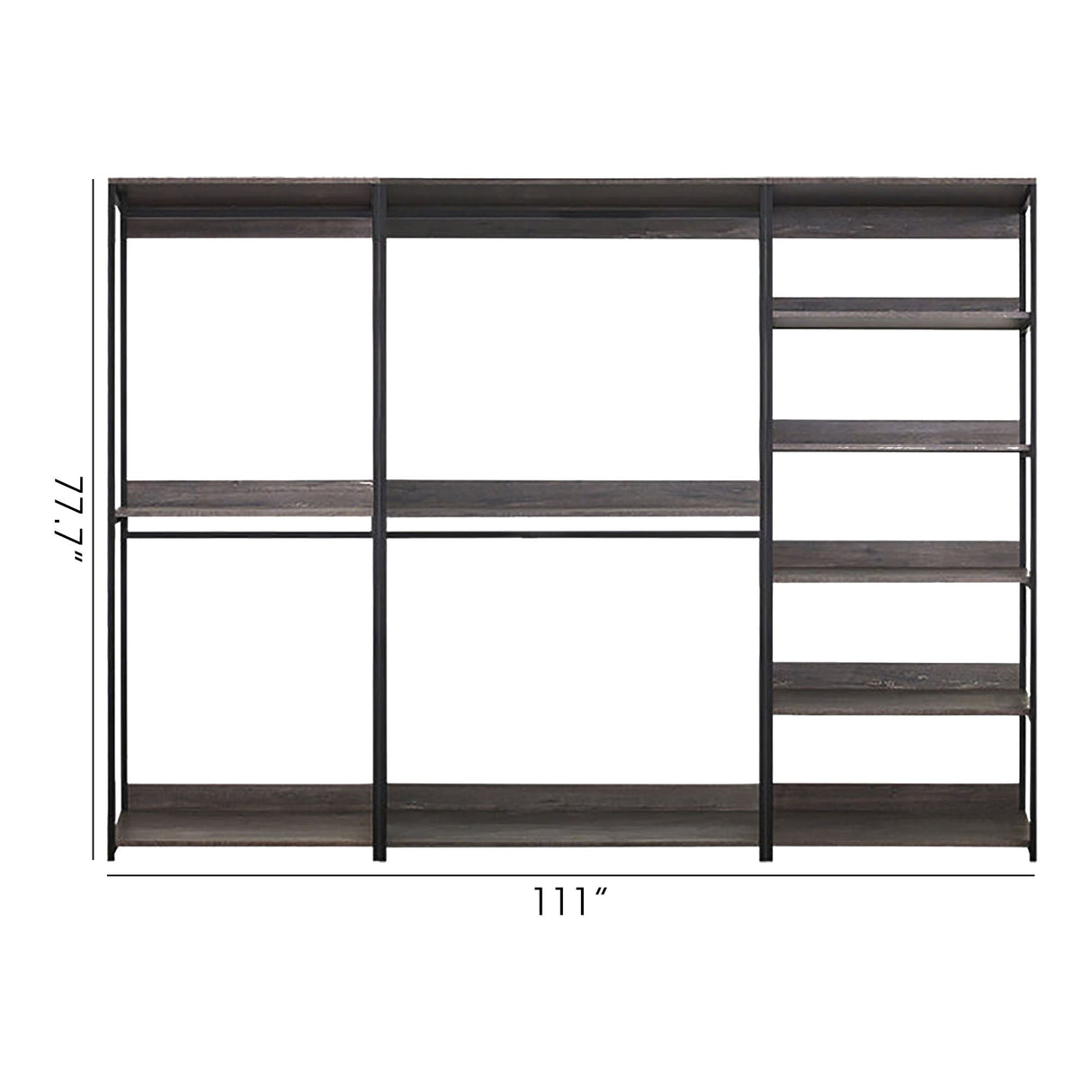 Monica - Wood Walk In Closet System With Spacious Drawer In Wood And Metal Frame - Gray