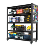 Heavy Duty Adjustable Metal Shelving Unit With Pegboard And Wheels For Multipurpose Storage