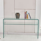 Modern Glass Console Table With Rounded Edges For Versatile Use Tempered Glass - Clear