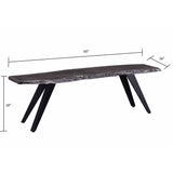 Modern Acacia Wood Dining Bench, Live Edge Design Accent Bench With Iron Legs - Black / Gray