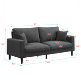 Modern Upholstered 3 Seat Sofa, High Resilience