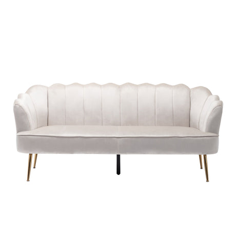 Modern Glam 3 Seater Sofa With Velvet Texture