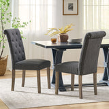 Contemporary Dining Chair (Set of 2) With Button Tufted Design - Charcoal